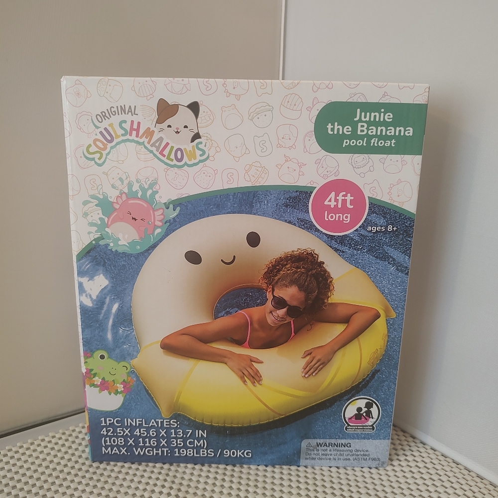 Squishmallows Junie The Banana Pool Float NWT 42.5x45.6x13.7"